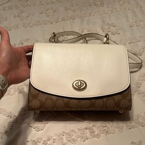 Coach Cream and Brown Crossbody Bag